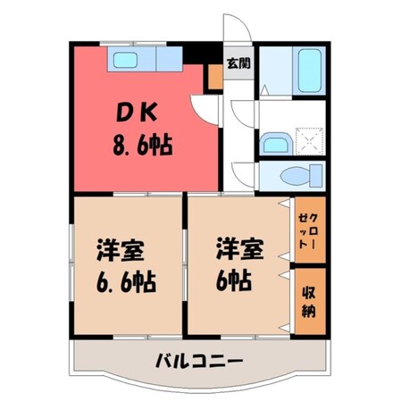 宇都宮駅 バス20分  富士見小学校北口下車：停歩5分 3階の物件間取画像